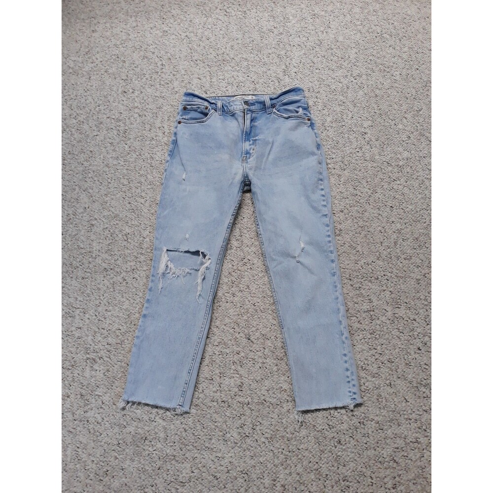 28 Abercrombie & Fitch 90s The Skinny High Rise Crop Ripped Distressed Raw Hem